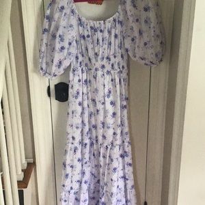 Love Shack Fancy Purple Floral Dress Size Small